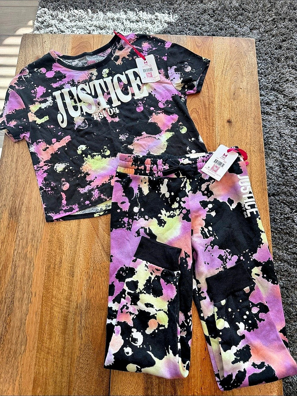Justice Girls Tie-Dye Matching Set Size Medium NWT